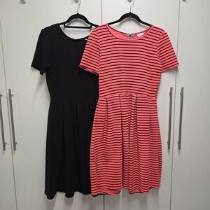 LuLaRoe Black and Pink Striped Dresses